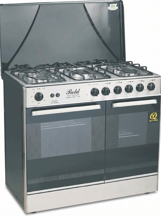 BOLD COOKING RANGE 5 BURNER 90CM AUTO IGNITION Model 905MT-AUTO