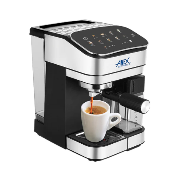 Anex AG-830 coffee maker dispensing coffee into a cup