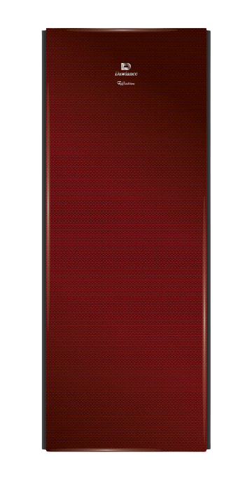 Dawlance 1035WB vertical freezer with Burgundy Honeycomb glass door