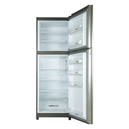 PEL PRINVO 21860 Silver Moonlight 354L Inverter Refrigerator with door open showing shelving