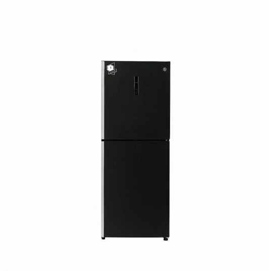 PEL two-door glass door refrigerator with dark finish