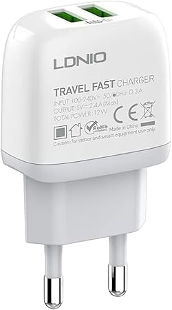 LDNIO 12W Dual USB Wall Fast Charger with Type-C Cable Model A2219