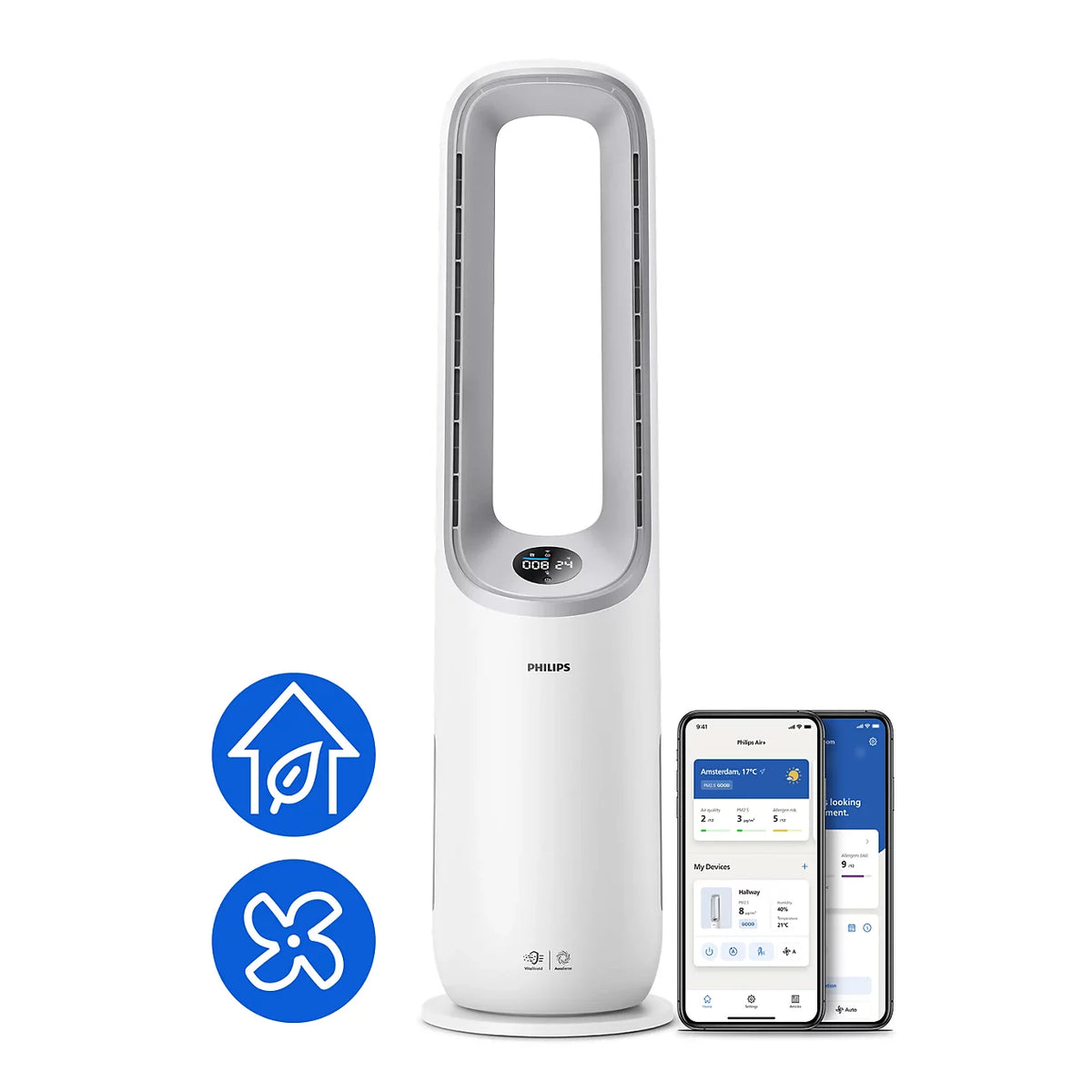 PHILIPS AIR PERFORMER 7000 SERIES 2-IN-1 AIR PURIFIER; FAN Model AMF765