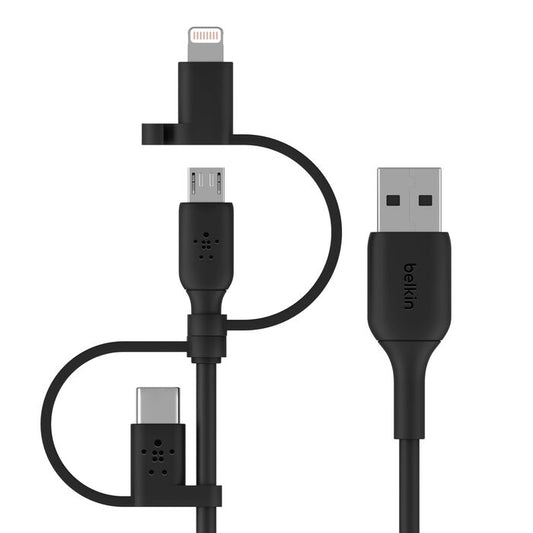BELKIN Universal Cable 15W USB-A to USB-C, Micro-USB & Lightning Connectors Model CAC001BT1MBK