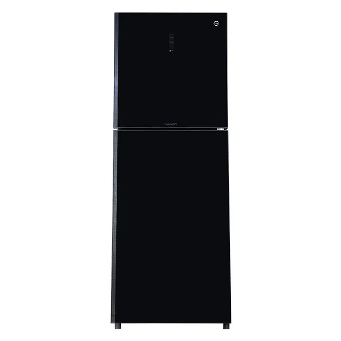 PEL 21960GD Silver Strip Black Glass Door Inverter Refrigerator front view