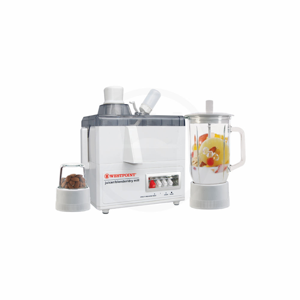 Westpoint WF-8813 white 3-in-1 juicer blender drymill with glass jug and mill