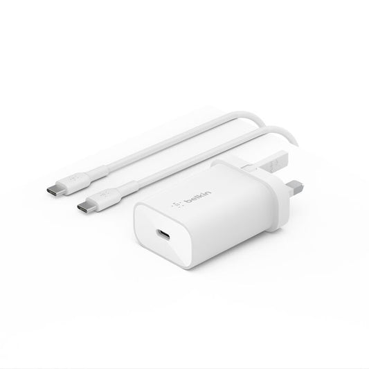 BELKIN 25W USB-C PD 3.0 PPS Wall Charger with 1M USB-C Cable Model WCA004MY1MWH-B6