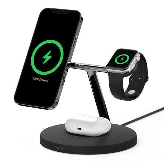 BELKIN BOOST CHARGE PRO 3-in-1 Wireless Charger with MagSafe 15W Model WIZ009MYBK