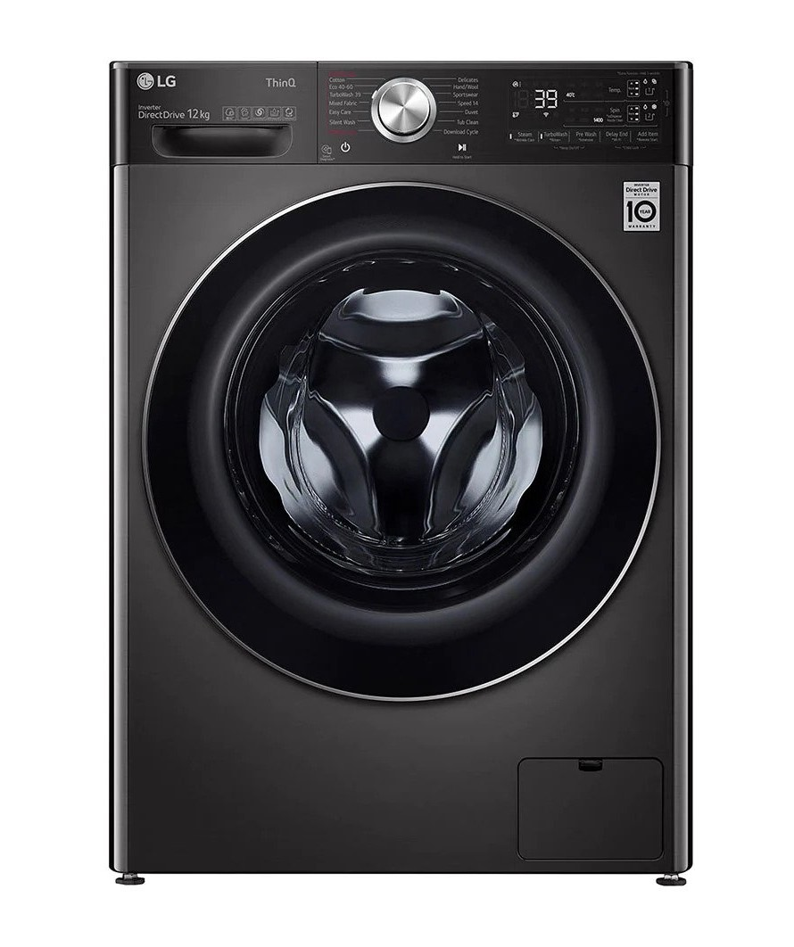 LG F4V9BWP2EE 12kg front load washing machine with door closed