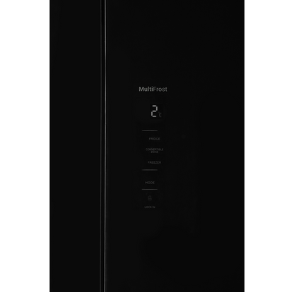 Dawlance black glass refrigerator door with MultiFrost touch display