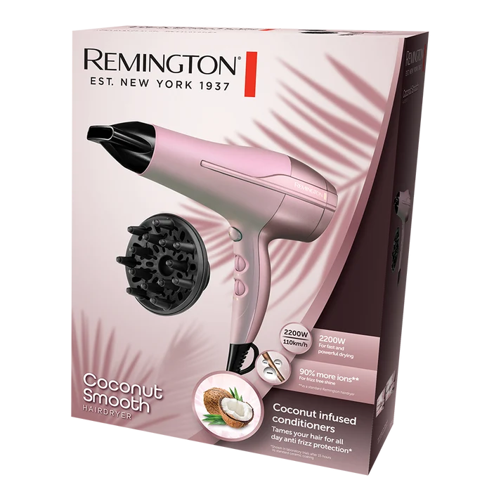Remington Coconut Smooth 2200W hair dryer packaging